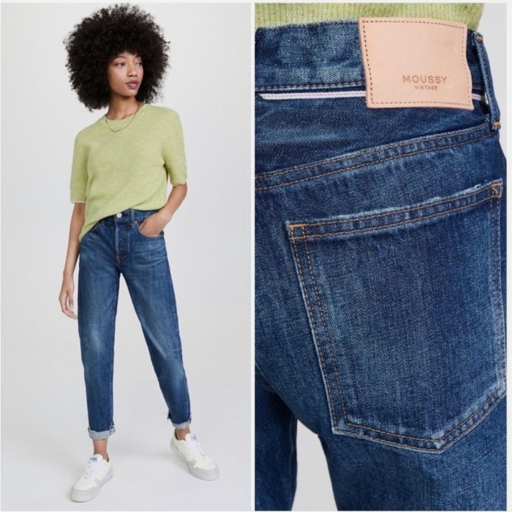 Moussy Vintage MV Wilbur Tapered Mid Rise Jeans in Blue Size 26 - Picture 2 of 4